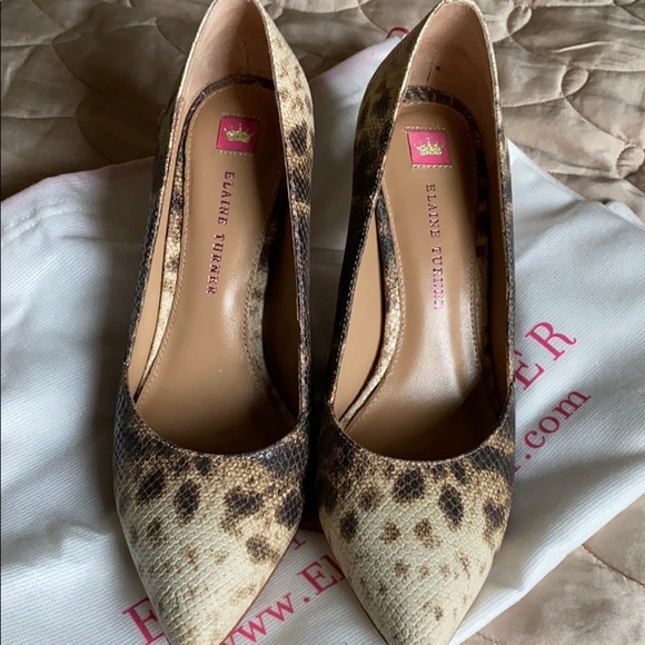 Elaine Turner Snake Print Leather Shoes - Size 8 - Picture 3 of 8